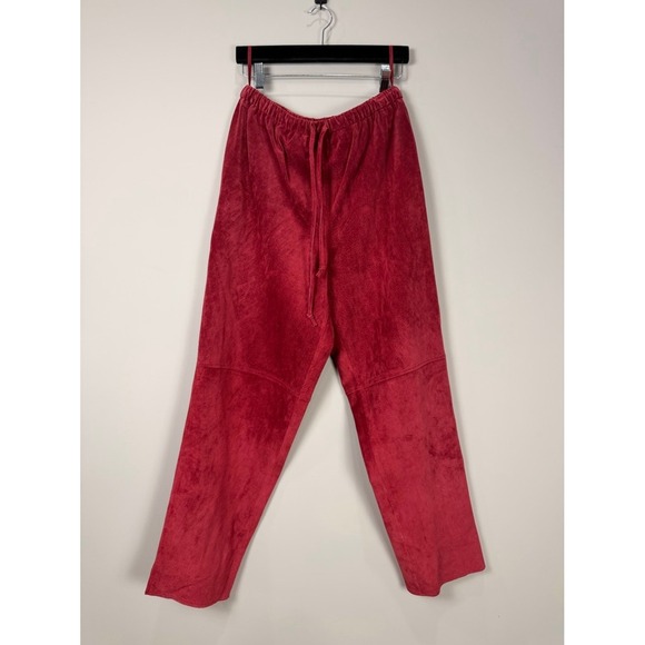 Terry Lewis Classic Luxuries Suede Leather Jacket Pants Set Red Women's L NWT - Picture 11 of 16